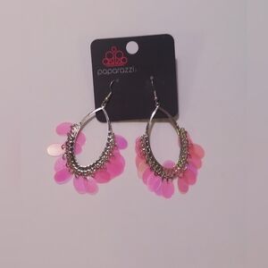 Paparazzi Pink and Silver Sequin Earrings